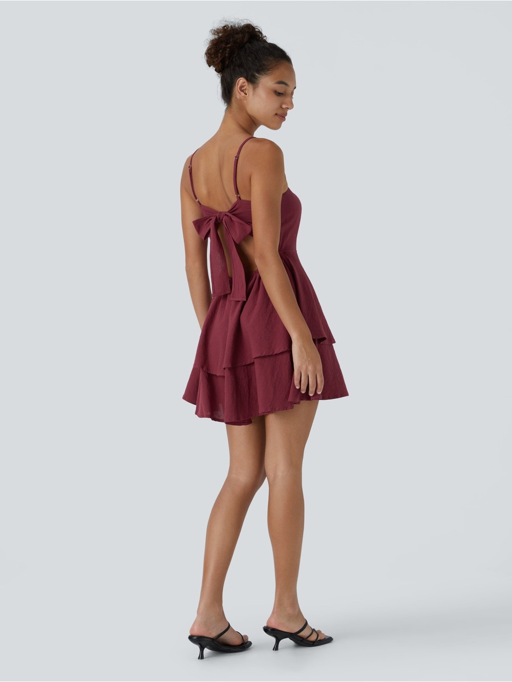 HALARA Tiered Mini Dress with Bow-Back size 1X